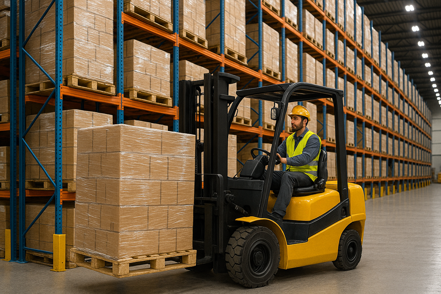 Forklift Operation in Warehouse
